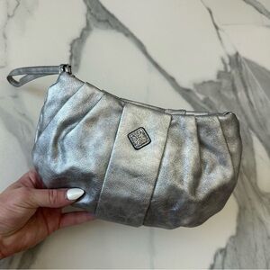 Vera Wang Wristlet Wallet Metallic Silver Medium Size Purse